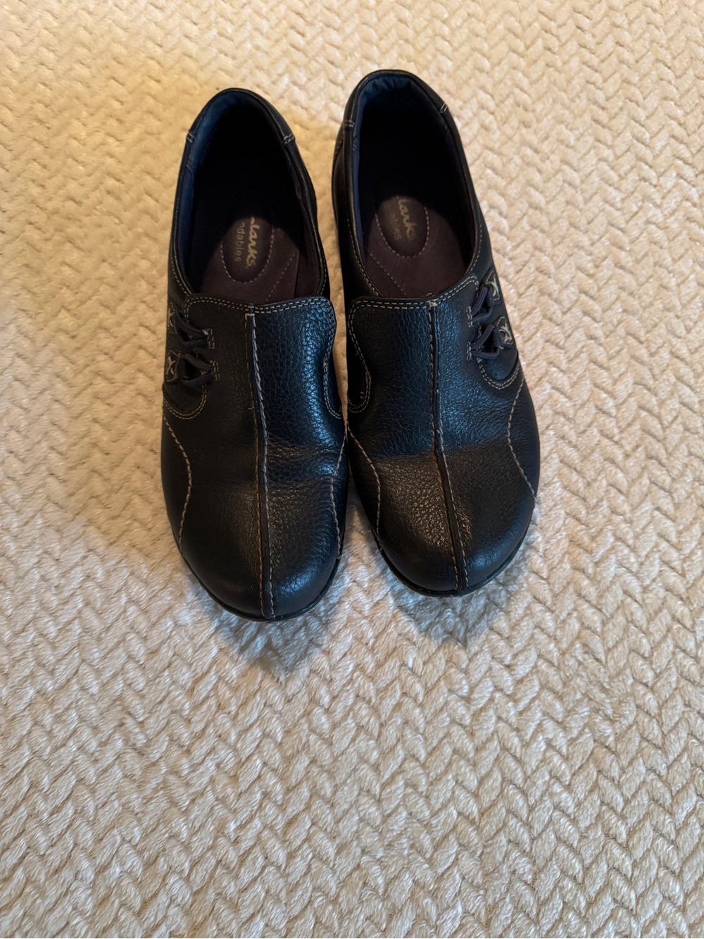 Clarks Bendables Ashland Cove Black Leather Slip-On Loafers Size 8